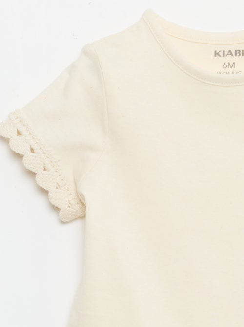 Short-sleeved T-shirt with crochet details - Kiabi