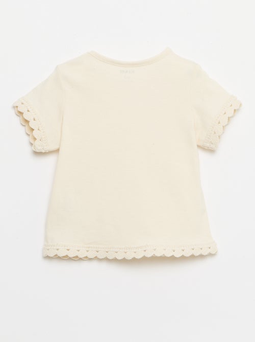 Short-sleeved T-shirt with crochet details - Kiabi