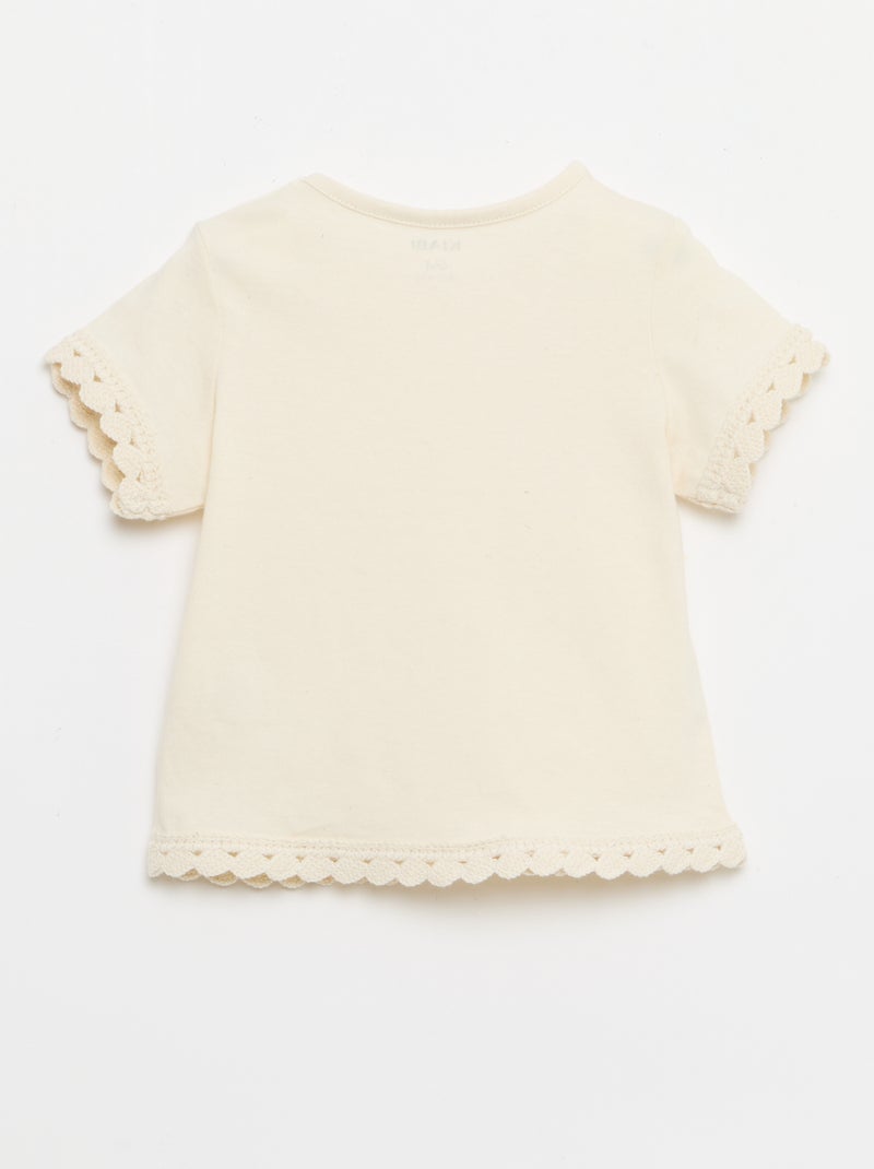 Short-sleeved T-shirt with crochet details White - Kiabi