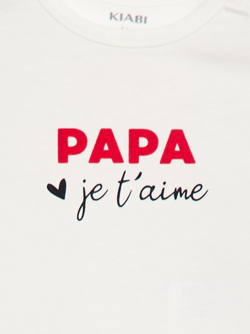 Short-sleeved T-shirt with 'Dad' print White - Kiabi