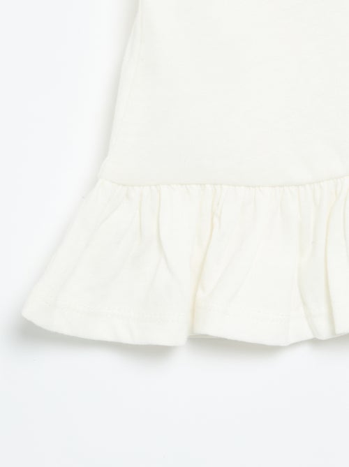 Short-sleeved T-shirt with Embroidery and Ruffled Hem - Kiabi