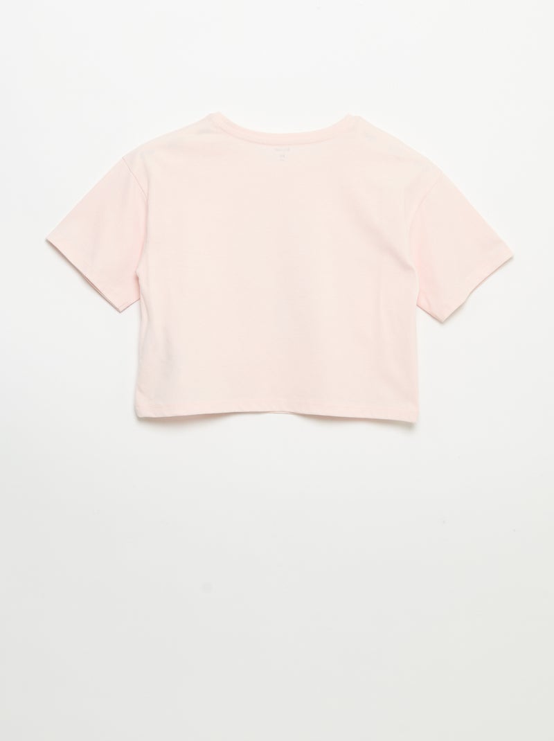 Short-sleeved T-shirt with embroidery Pink - Kiabi