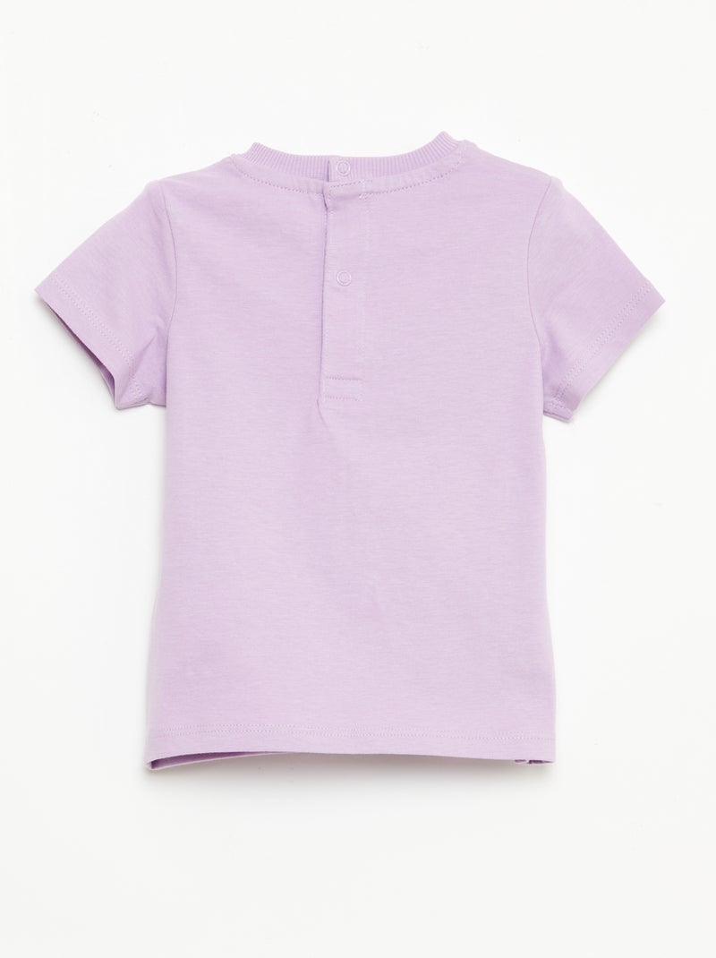 Short-Sleeved T-Shirt with Embroidery Purple - Kiabi
