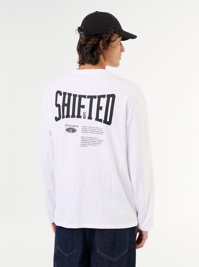 Short-sleeved T-shirt with Front and Back Print White - Kiabi