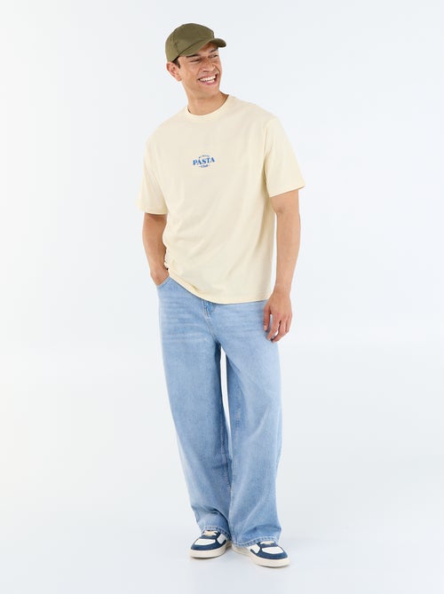 Short-sleeved T-shirt with front & back prints and embroidery - Kiabi