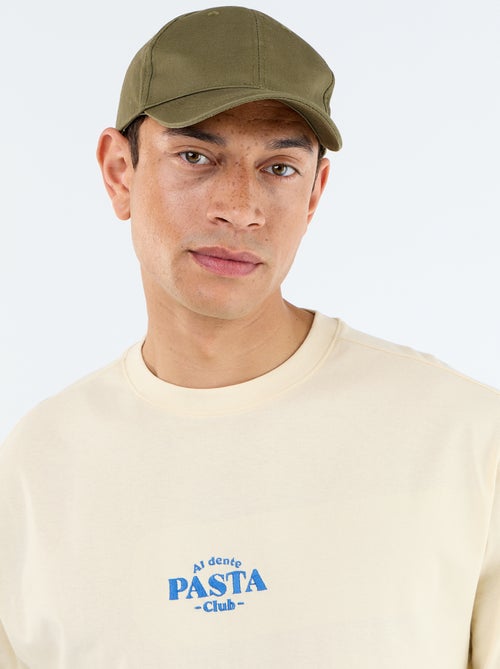 Short-sleeved T-shirt with front & back prints and embroidery - Kiabi