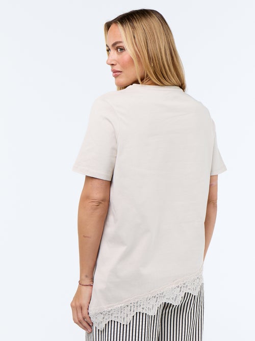 Short-sleeved T-shirt with lace - Kiabi
