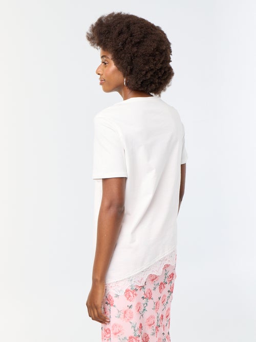 Short-sleeved T-shirt with lace - Kiabi