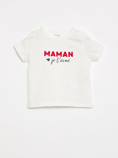Short-sleeved T-shirt with 'Mom' print - Kiabi