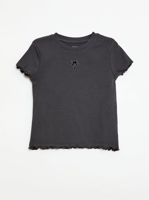 Short-sleeved T-shirt with Openwork Design - Kiabi