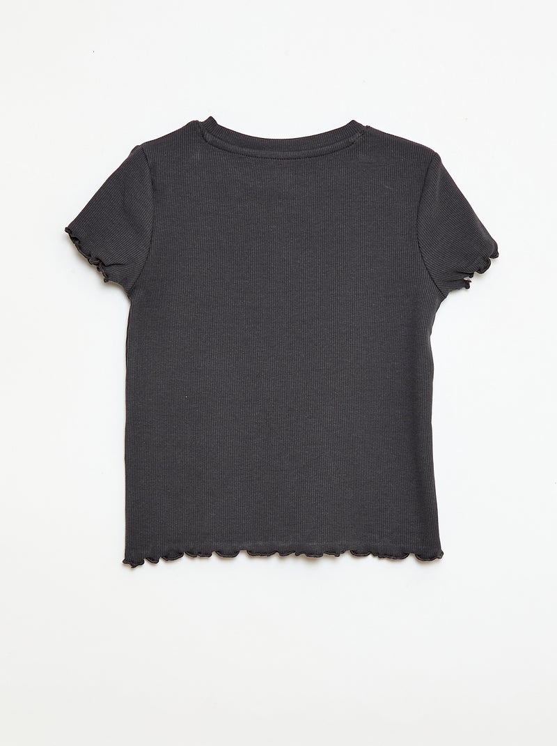 Short-sleeved T-shirt with Openwork Design Black - Kiabi