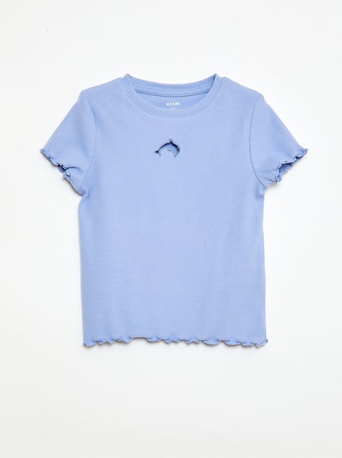 Short-sleeved T-shirt with Openwork Detail - Kiabi