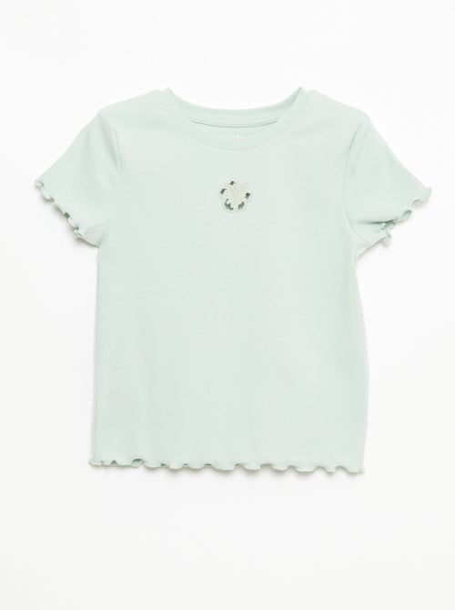 Short-Sleeved T-Shirt with Openwork Detail - Kiabi