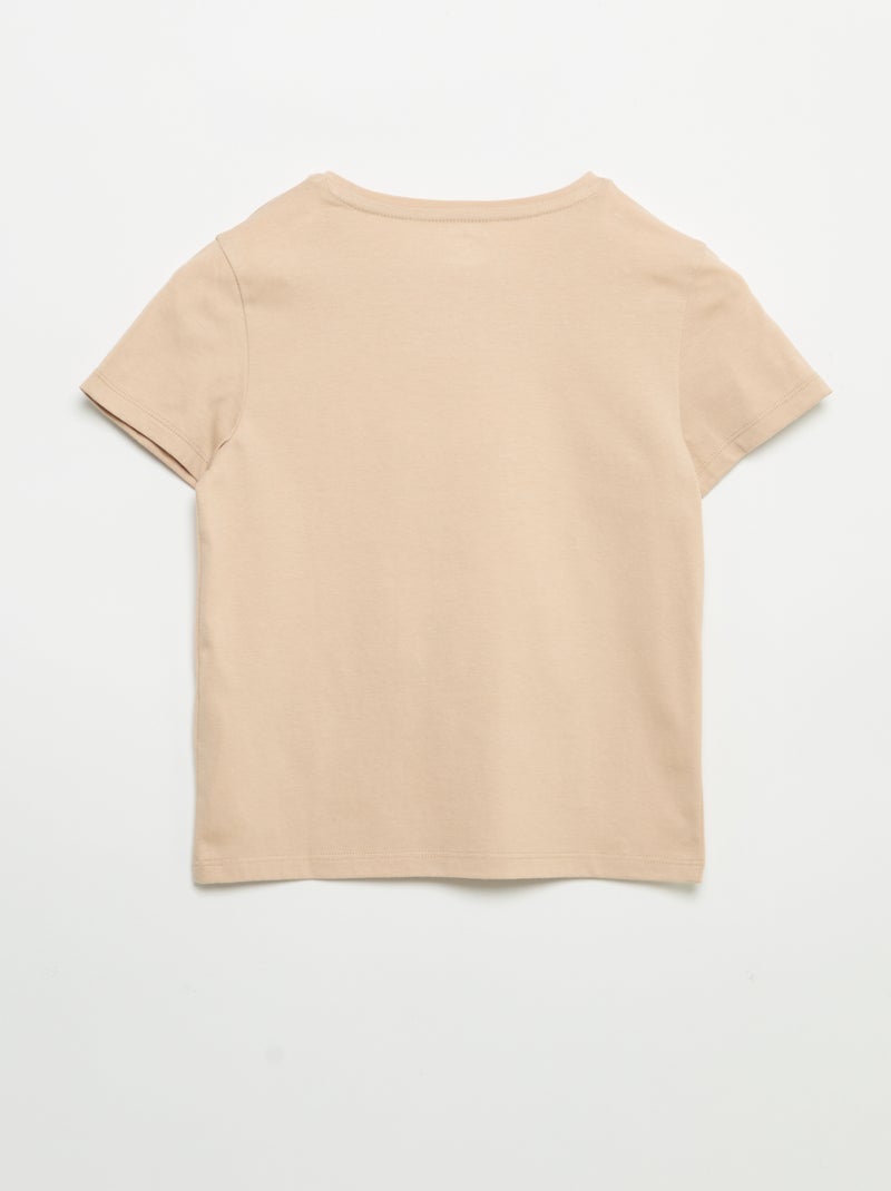 Short-sleeved T-shirt with sequin design Beige - Kiabi