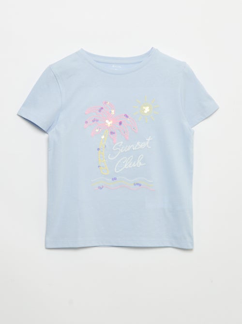 Short-sleeved T-shirt with sequin design - Kiabi