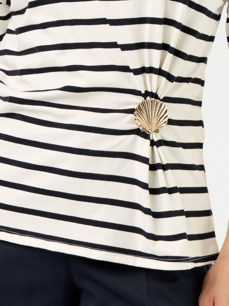 Short-sleeved T-shirt with shell charm White - Kiabi