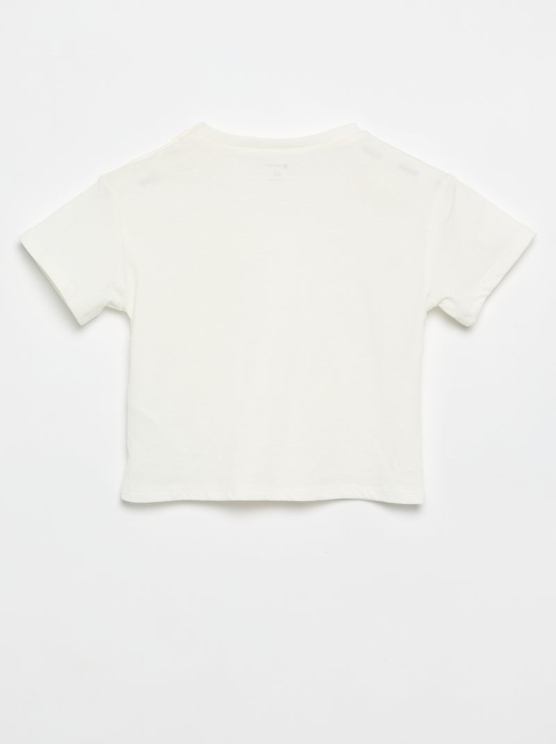 Short-sleeved T-shirt with shoulder flowers White - Kiabi