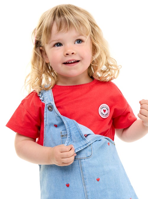 Short-sleeved T-shirt with Stitched Heart - Kiabi Short-sleeved T-shirt with Stitched Heart - Kiabi