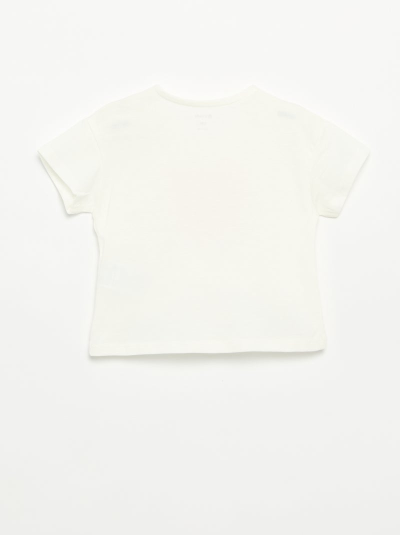 Short-sleeved T-shirt with Stitched Heart White - Kiabi