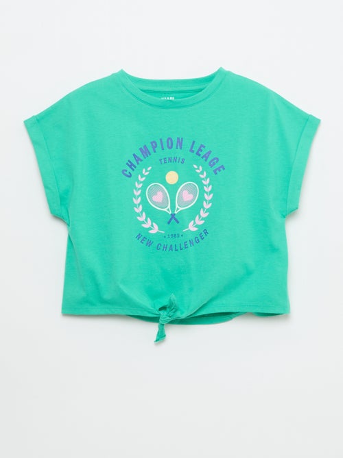Short-sleeved T-shirt with tie-front hem - Kiabi