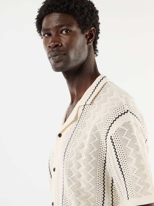 Short-Sleeved Textured Knit Shirt - Kiabi