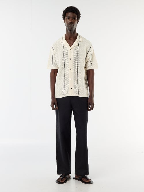 Short-Sleeved Textured Knit Shirt - Kiabi