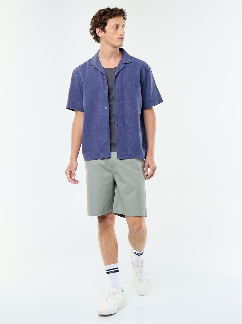 Short-sleeved textured knit shirt Blue - Kiabi