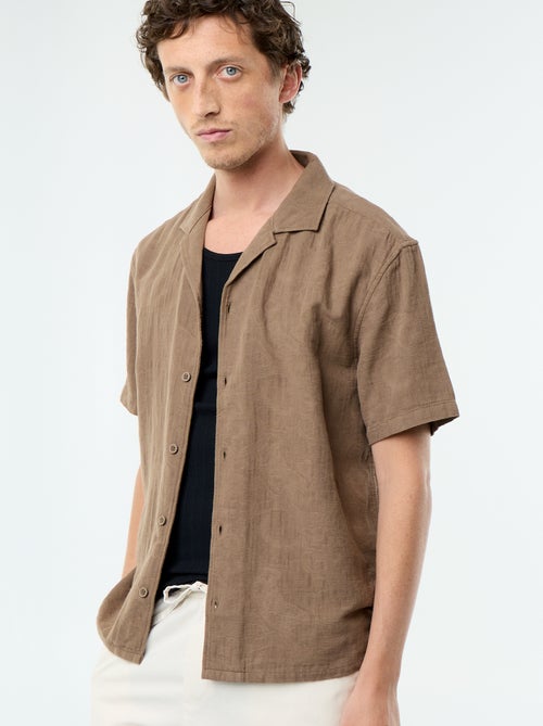 Short-sleeved textured knit shirt - Kiabi