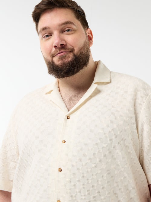 Short-sleeved textured knit shirt - Kiabi
