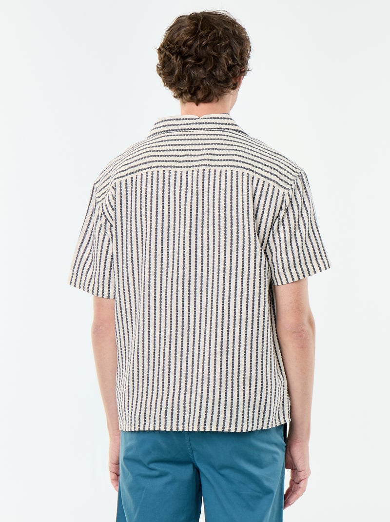 Short-sleeved textured knit shirt White - Kiabi