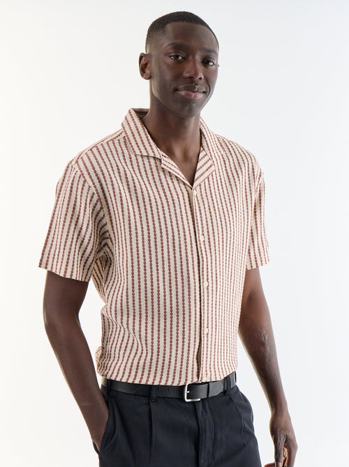 Short-sleeved textured knit shirt - Kiabi