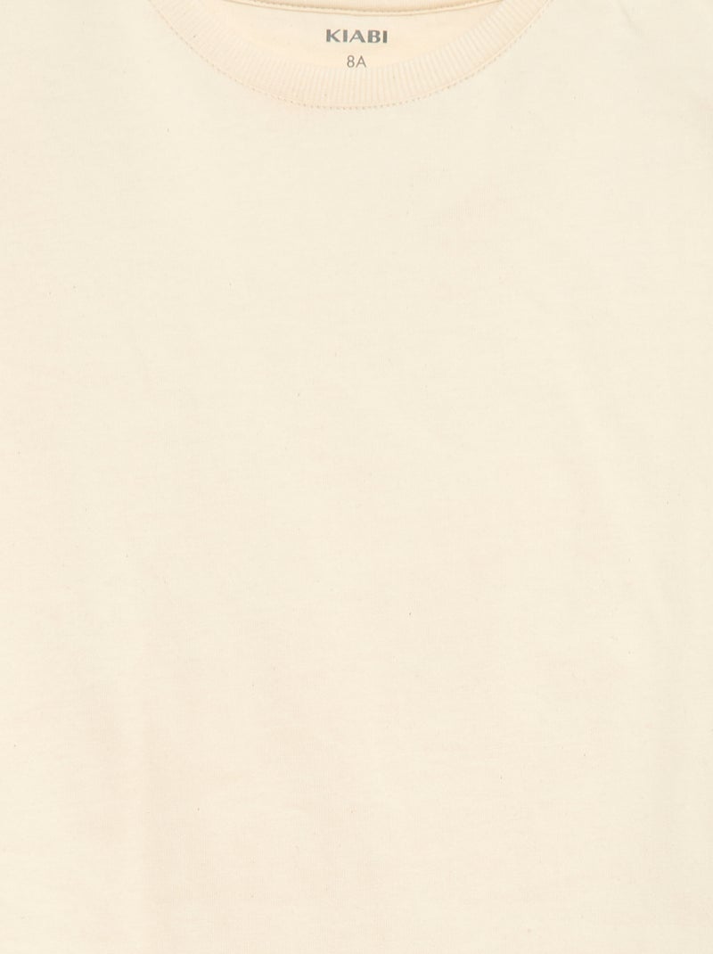 Short-sleeved Tough Cotton T-shirt Beige - Kiabi