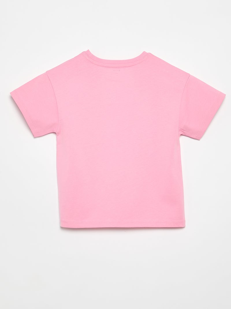 Short-sleeved Tough Cotton T-shirt Pink - Kiabi