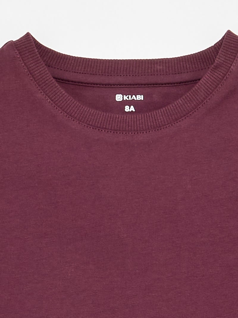 Short-sleeved Tough Cotton T-shirt Purple - Kiabi