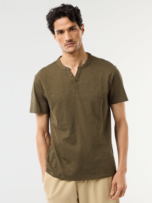 Short-Sleeved Tunisian Collar T-Shirt - Kiabi