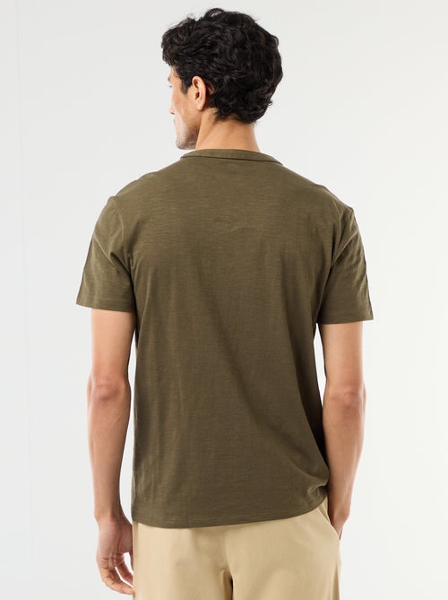 Short-Sleeved Tunisian Collar T-Shirt - Kiabi