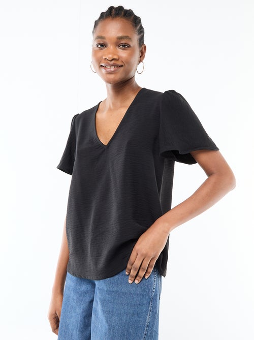 Short-Sleeved V-Neck Blouse - Kiabi