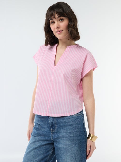 Short-Sleeved V-Neck Blouse - Kiabi