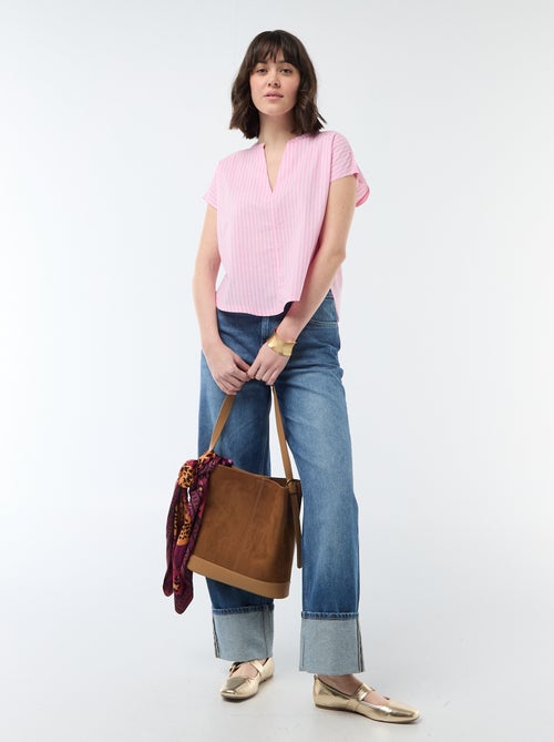 Short-Sleeved V-Neck Blouse - Kiabi