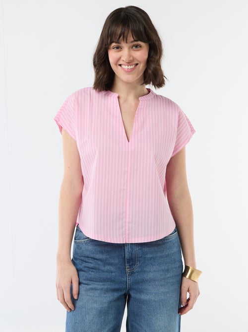 Short-Sleeved V-Neck Blouse - Kiabi