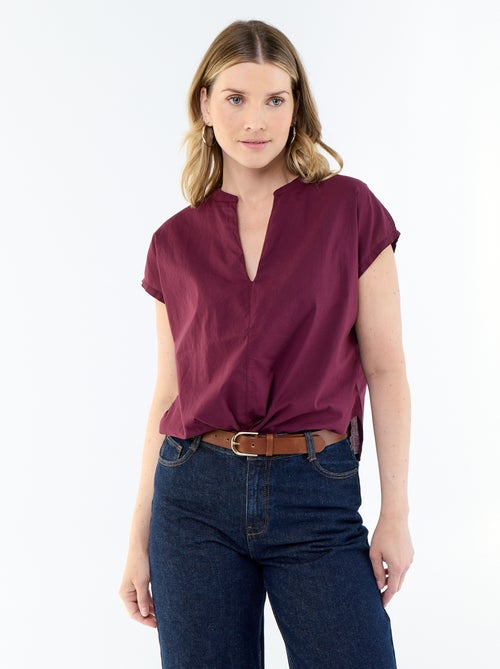 Short-sleeved V-neck blouse - Kiabi