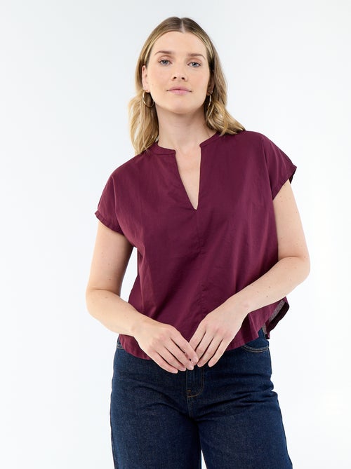 Short-sleeved V-neck blouse - Kiabi
