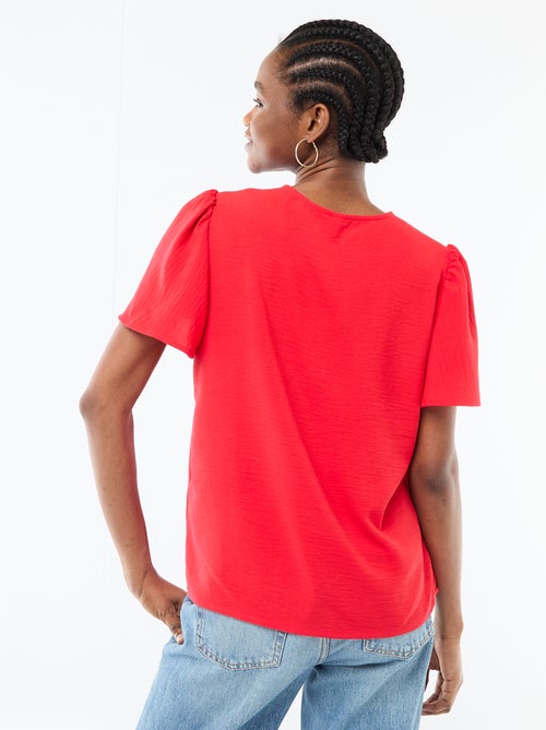 Short-Sleeved V-Neck Blouse - Kiabi