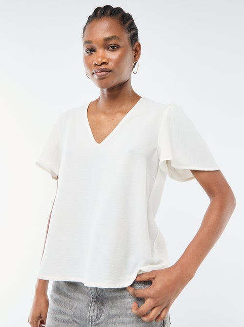 Short-Sleeved V-Neck Blouse - Kiabi