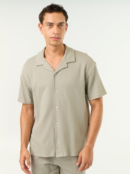 Short-sleeved waffle-knit shirt - Kiabi