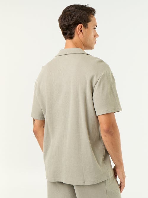 Short-sleeved waffle-knit shirt - Kiabi