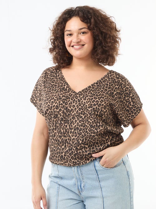 Short-Sleeved Waffle-Texture Blouse - Kiabi