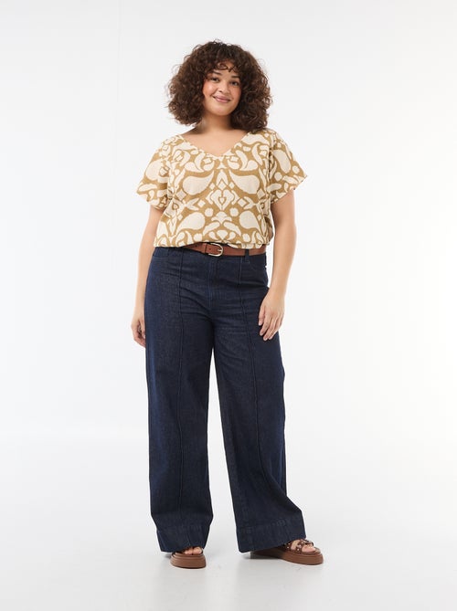 Short-Sleeved Waffle-Texture Blouse - Kiabi
