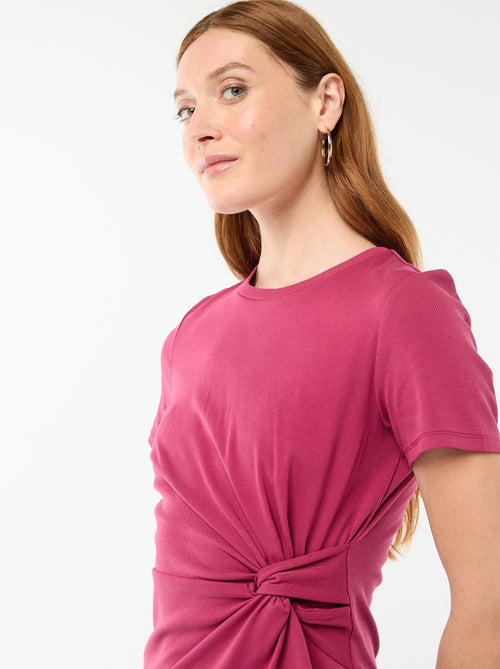 Short T-shirt Dress with Decorative Knot - Kiabi