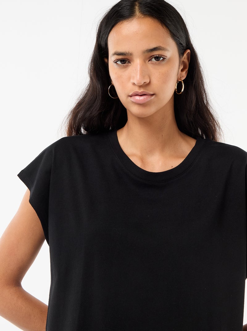Short T-shirt Dress with Short Sleeves Black - Kiabi